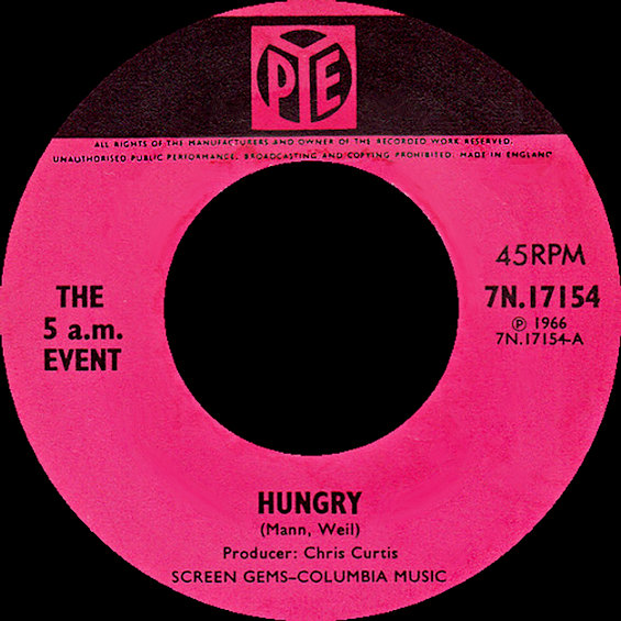 Hungry 45 RPM on Pye Records Hungry 45 RPM
on Pye Records