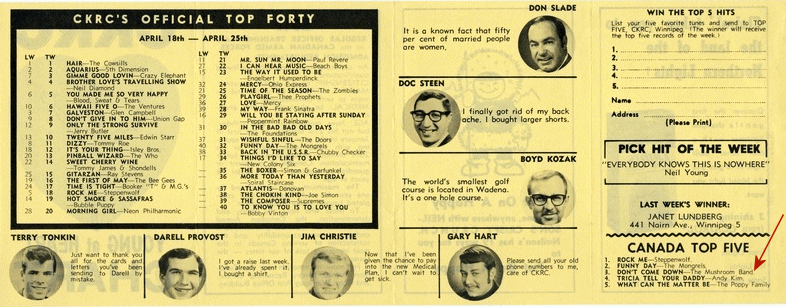 CKRC Chart April
                                1969