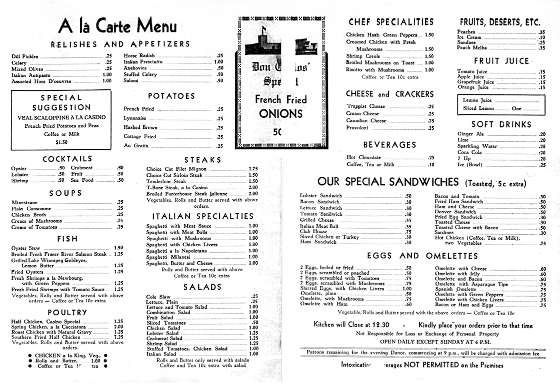 Rancho Don Carlos Menu